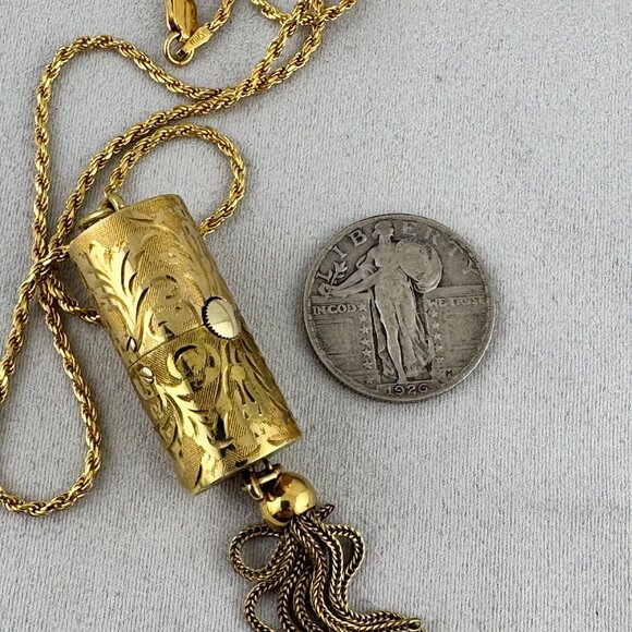 Vintage Glycine Swiss Pendant Peek a Boo or Slide Watch 30 in Italian Rope Chain main image 9